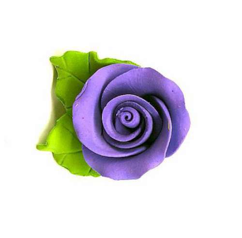 Purple Roses With Leaves - Click Image to Close